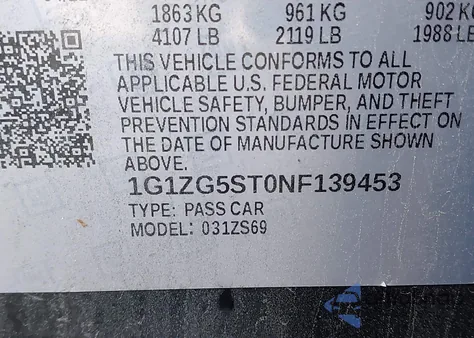 2022 Chevrolet Malibu Fwd Rs from USA, damaged, VIN 1G1ZG5ST0NF139453